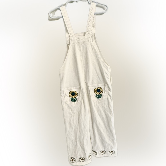 Stella McCartney Kids White Denim Jumpsuit Overalls Embroidered Flowers Girls 10 - Picture 3 of 6